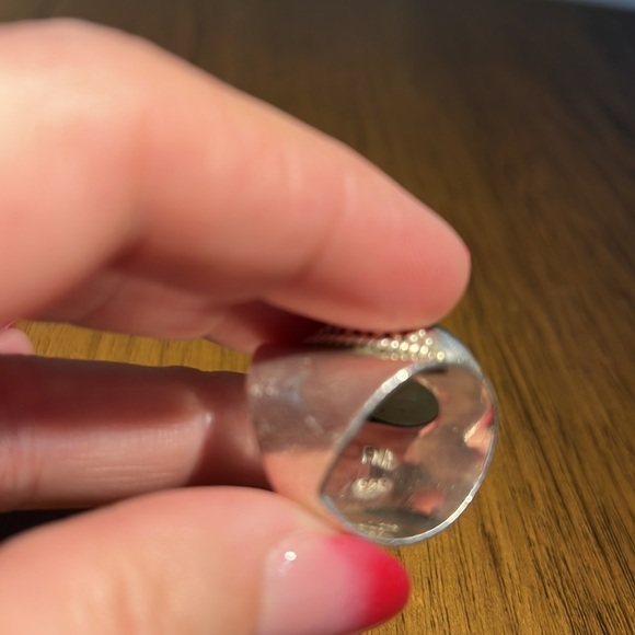 Vintage FNA sterling silver 925 heavy silver ring with milky blueish stone - Picture 16 of 16